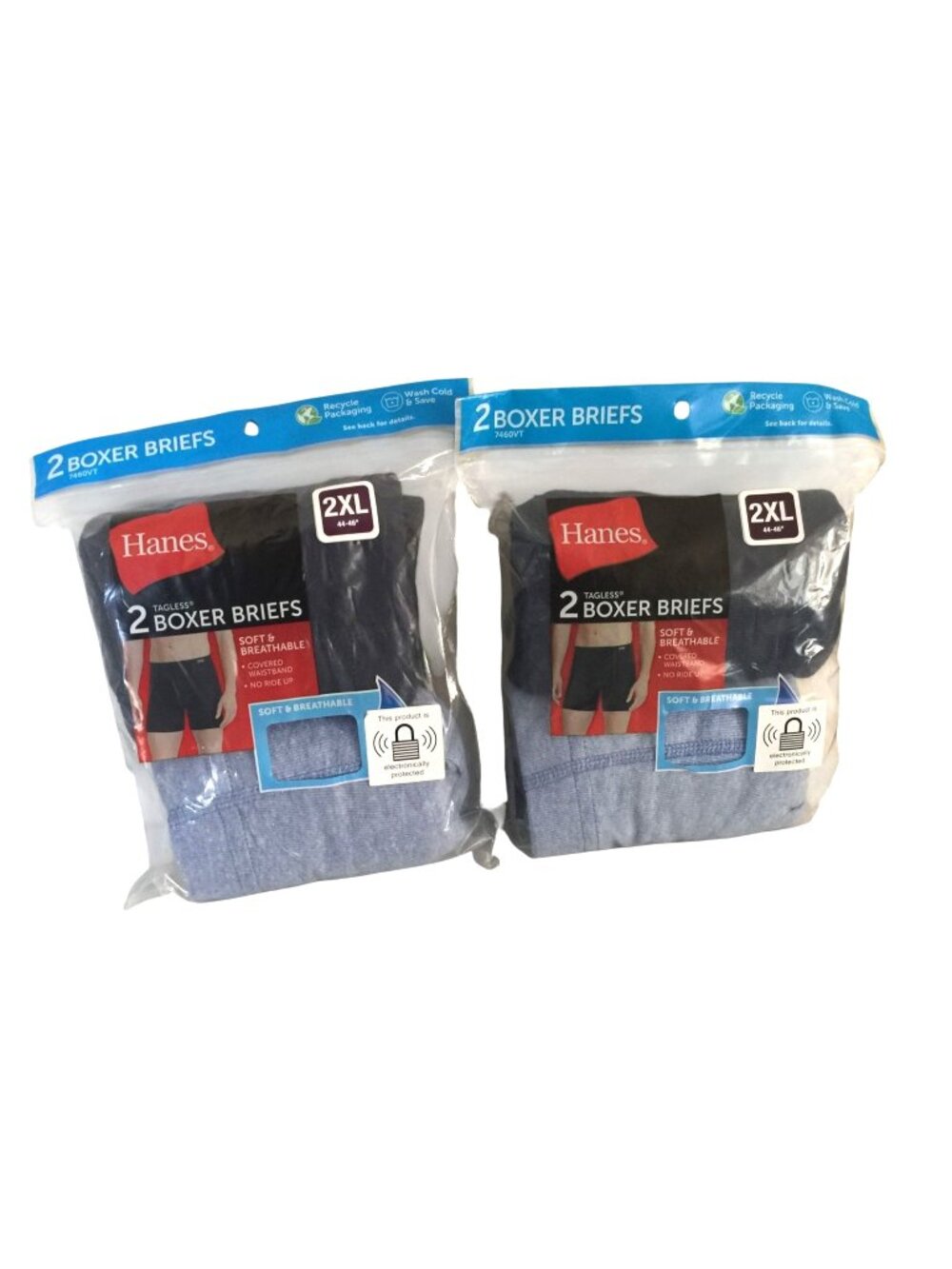 Hanes Men's Tagless 2XL 44-46" Boxer Briefs 4 Pairs Blue